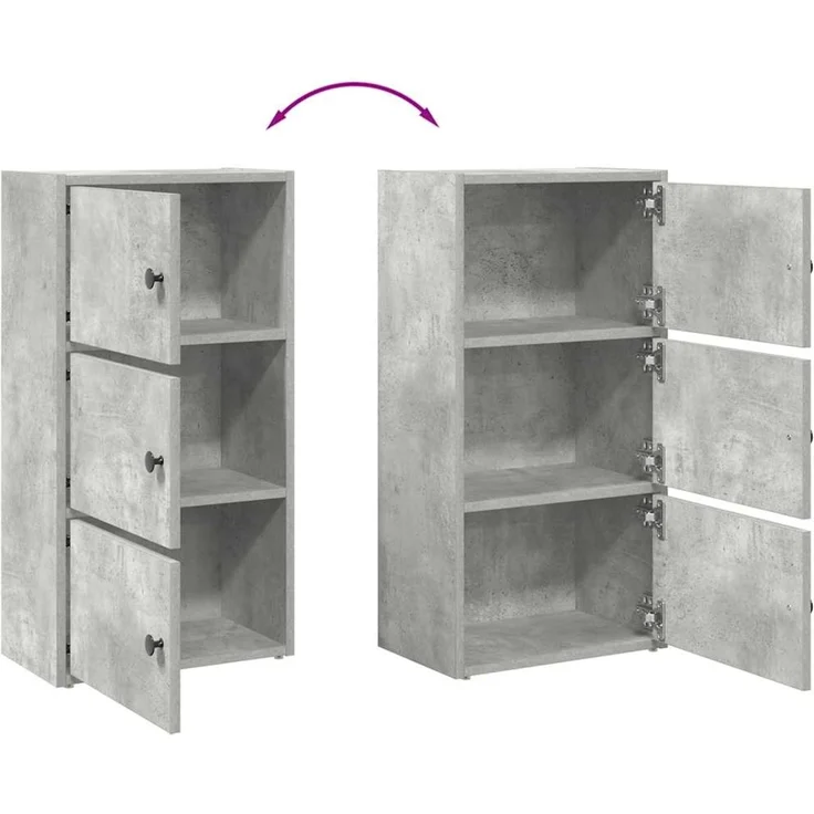 vidaXL Bücherregal Betongrau 40x24x77 cm Holzwerkstoff 860367 – Bild 8