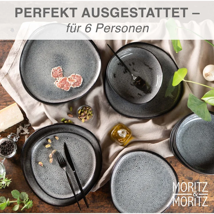 Moritz & Moritz ORGANIC 18 tlg. reaktiv grau Geschirrset – Bild 2