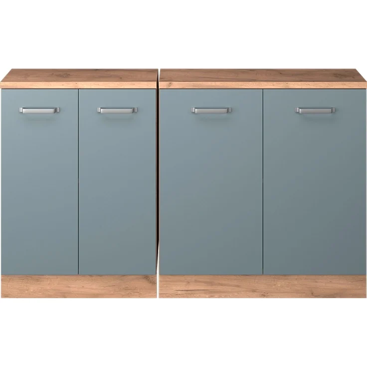 Küchenschrank für Dachschrägen R-Line Blau-Grau 140 cm 2er Set Schrankkorpuss 60 cm Tiefe Vicco – Bild 3
