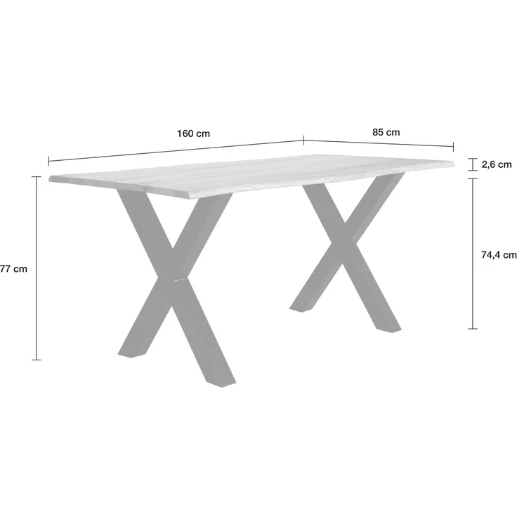 LC Home Esstisch »Lund« 160x85 cm Akazie massiv – Massivholztisch mit Baumkante & schwarzem X-Gestell – Bild 3