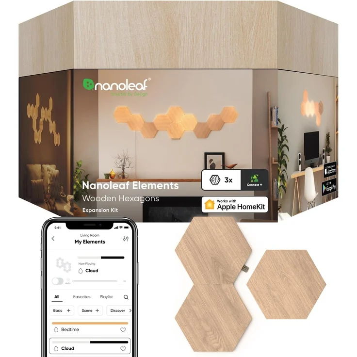 Nanoleaf Elements Wood Look Hexagons Expansion Pack - 3PK EEK G – Bild 2