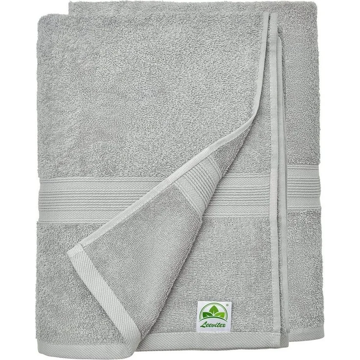 leevitex® Saunatuch Frottee XXL, (2-St), 80 x 200 cm, extra groß & saugfähig, Silber/Hellgrau – Bild 5
