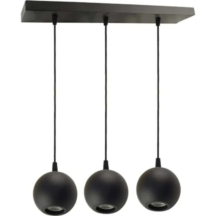ENOVALITE Pendelleuchte GLOBE, 3-flammige Deckenleuchte mit GU10 Fassung, Schwarz, Ø100mm, moderne Innenraumbeleuchtung