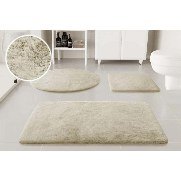 OTTO home Badematte Lennja, Höhe 25 mm, rutschhemmend beschichtet, fußbodenheizungsgeeignet, Polyester, rechteckig, Badteppich, getuftet, Uni, antirutsch, flauschig wie Kaninchenfell – Bild 1