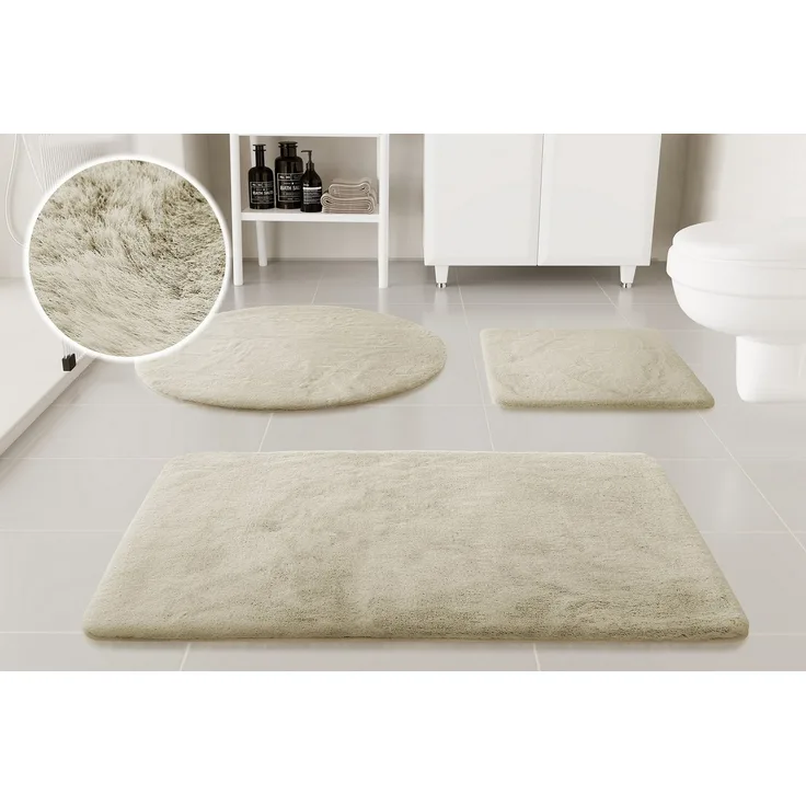 OTTO home Badematte Lennja, Höhe 25 mm, rutschhemmend beschichtet, fußbodenheizungsgeeignet, Polyester, rechteckig, Badteppich, getuftet, Uni, antirutsch, flauschig wie Kaninchenfell