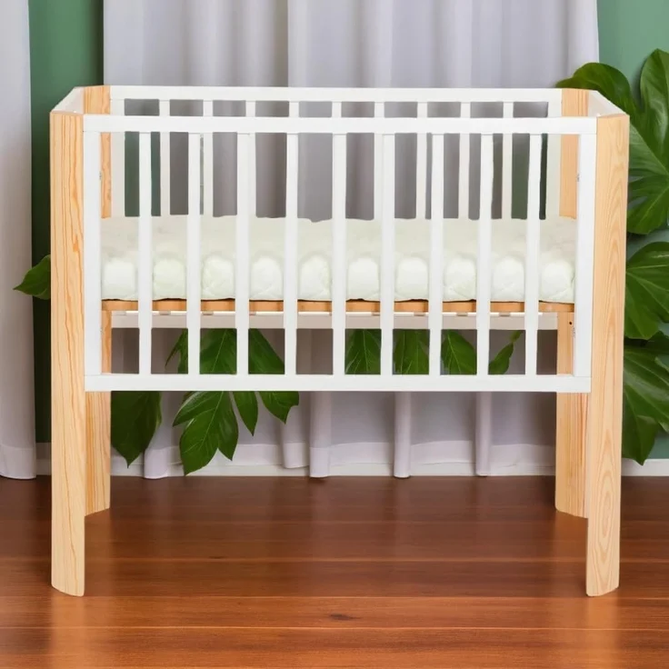 Baby Beistellbett Weiß und Natur mit Matratze, 90×40 cm – Bild 6