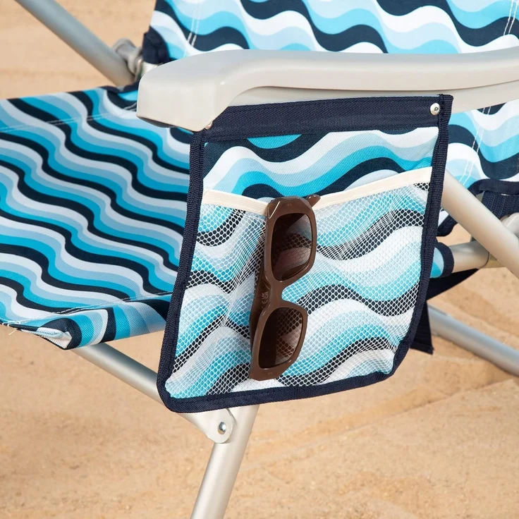 AKTIVE Strandstuhl, klappbar, 64 x 63 x 43/105 cm, Aluminium und Polyester, 5 Positionen, mit Rucksackgriffen, Armlehnen und Seitentaschen, Kippschutz, robust und leicht, Modell Aruba (62416) – Bild 6