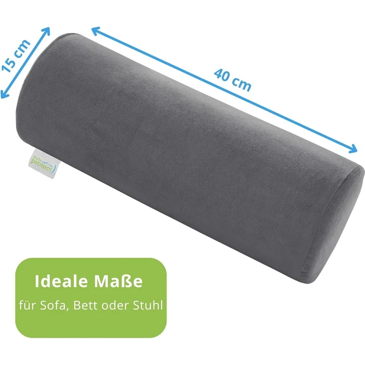 Bodyprotect Nackenrolle mit weichem Mikroplüsch Bezug, orthopädisches Nackenkissen, Lagerungsrolle, Knierolle, Memory Foam – Bild 5