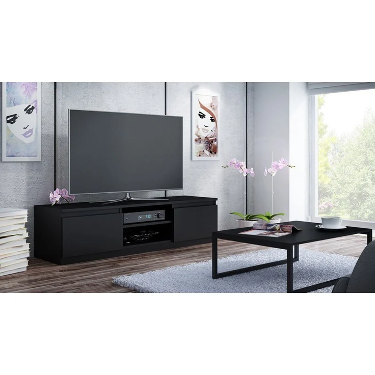 TOPESHOP LOWBOARD TOPESHOP Laminierte Spanplatte Schwarz 140x40x36 cm (H 36 x T 40 x B 140 cm) – Bild 2