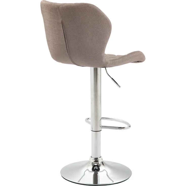 2er Set Barhocker DIBEL - Stoff Taupe 47x51x88 cm Silber | Barstuhl Höhenverstellbar Mit Lehne Drehbar Tresenhocker Tresenstuhl Kneipenhocker – Bild 4