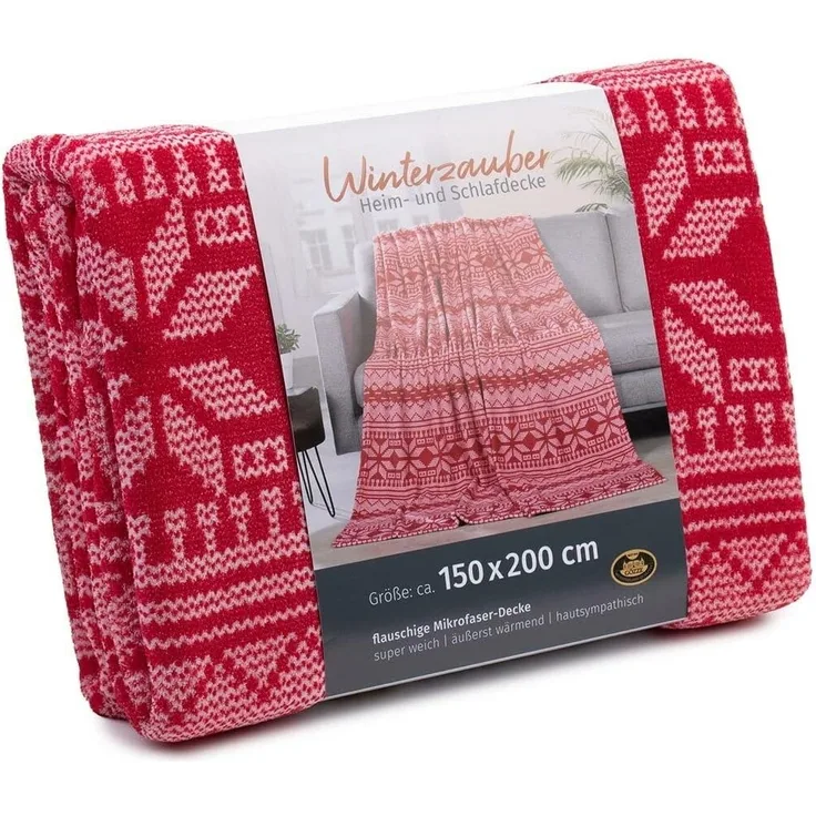 BettwarenShop Wohndecke Winterzauber | 150x200 cm | rot