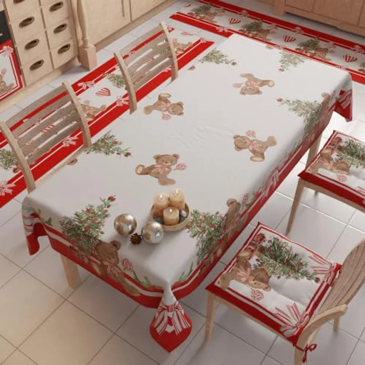PETTI Artigiani Italiani - Weihnachts-Küchenläufer, Rutschfester und waschbarer Weihnachts-Küchenteppich, Weihnachtsteppich 52x100 cm Roter Bär, Made in Italy – Bild 4