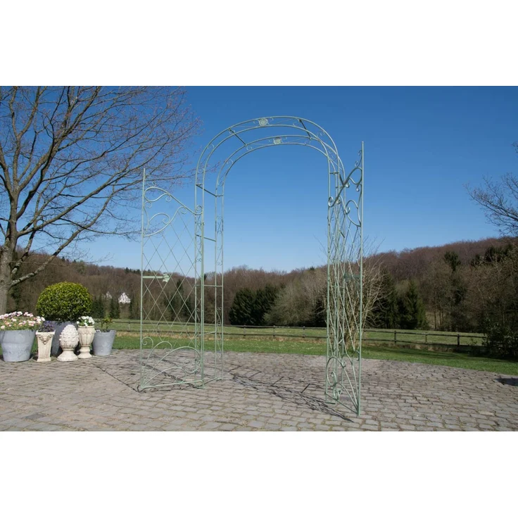 Rosenbogen MINDEN mit Tor - 120x40x220cm, Metall, Antik-Grün | Rankhilfe Rosen Rankgitter Gartendekoration – Bild 3