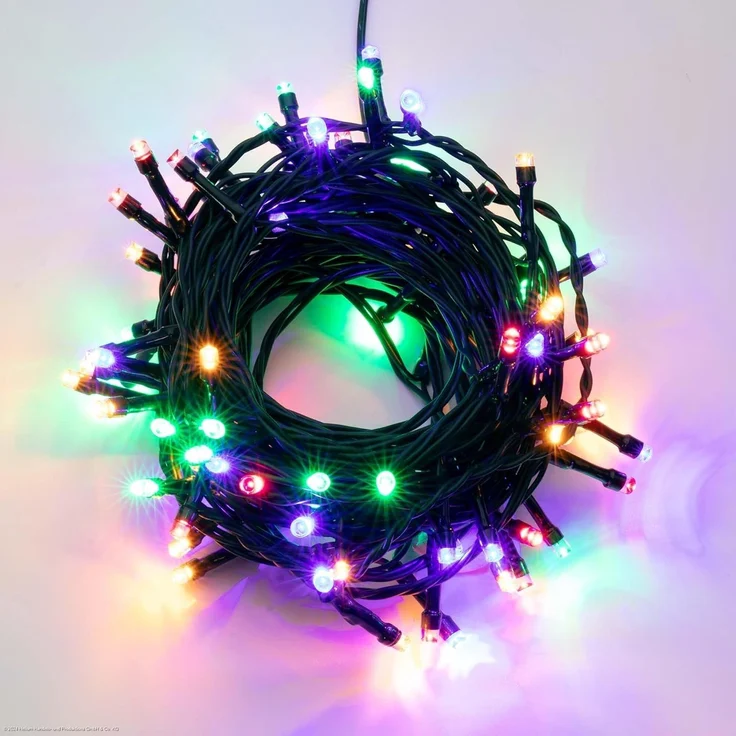 hellum Lichterkette 200 LED, 19,9 m beleuchtete Länge Lichterkette außen, outdoor strom mit Timer, outdoor bunt mit Stecker, Außenlichterkette mit Außen-Transformator – Bild 1