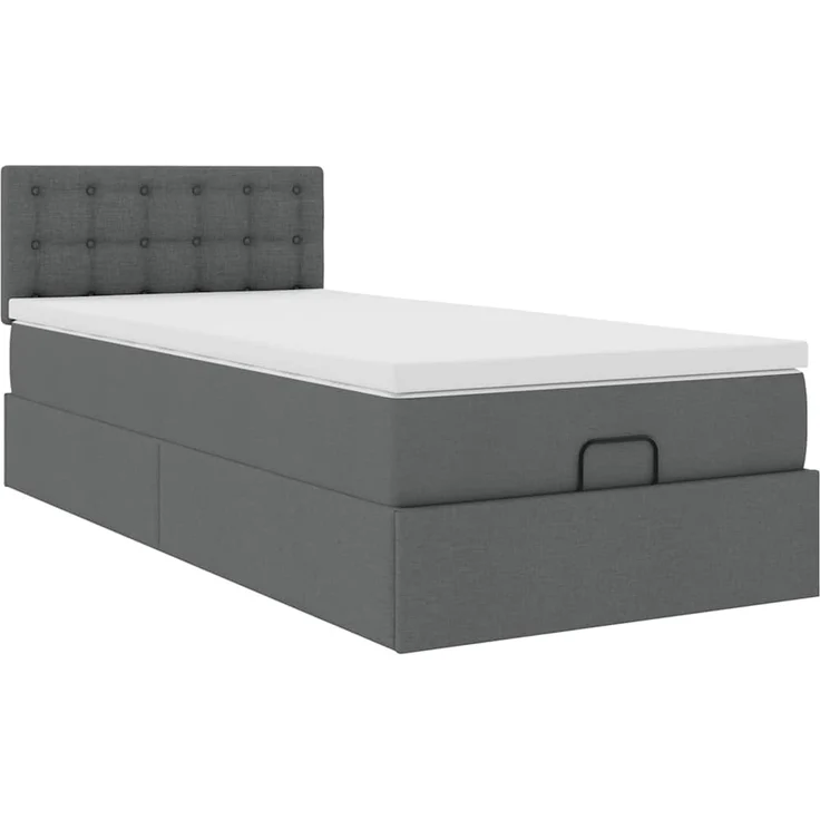 vidaXL Ottoman-Bett mit Matratze Dunkelgrau 90x200 cm Stoff 3311595 – Bild 4