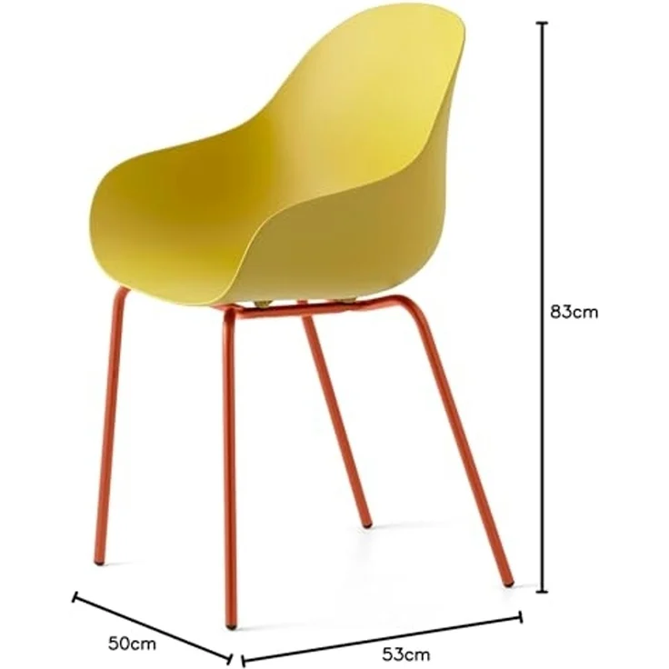 Connubia, 2 Stühle Academy Metallgestell ZAFFERANO matt Sitz aus recyceltem Polypropylen 100% Lemon matt – Bild 2
