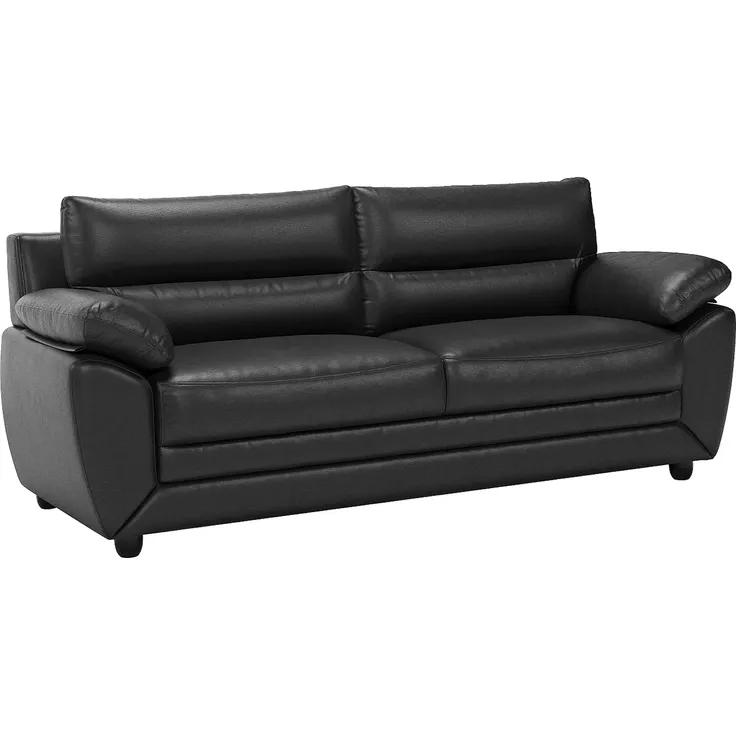 Vente-unique - MANOA Couchgarnitur Kunstleder Schwarz - B 82 cm x H 88 cm x L 163 cm201 cm – Bild 3