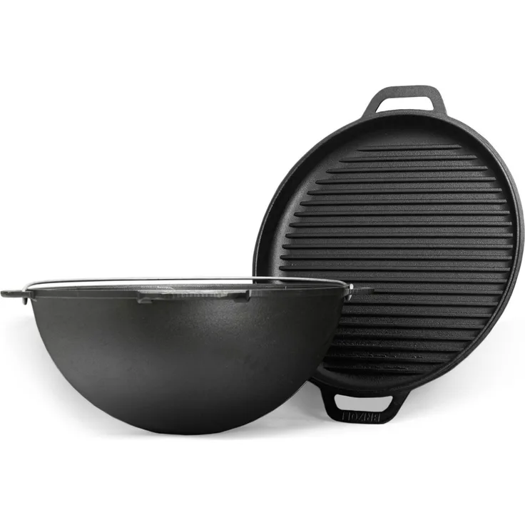 12L Kazan Schwenktopf Gusseisen Kasan Deckel-Grillpfanne Grill Campingtopf Kessel