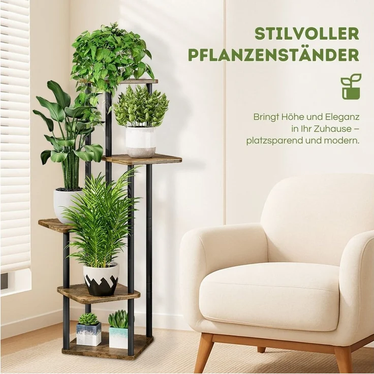 Allyson Pflanzentreppe Blumenständer 5 Ebenen Pflanzenständer Pflanzenregal & Blumenhocker, für Zimmerpflanzen, Blumenhocker für Drinnen & Outdoor – Bild 2