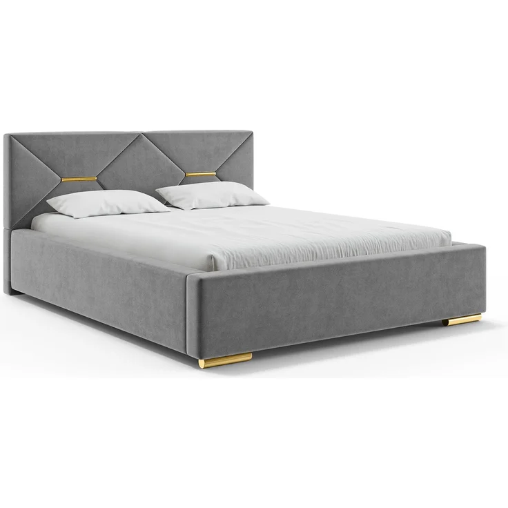 MEBLINI Polsterbett 180x200 ohne Lattenrost ohne Matratze – LIZZY – Grau Samt – Doppelbett ohne Bettkasten - Stauraumbett - Kopfteil Bett ohne Stauraum – Bild 2