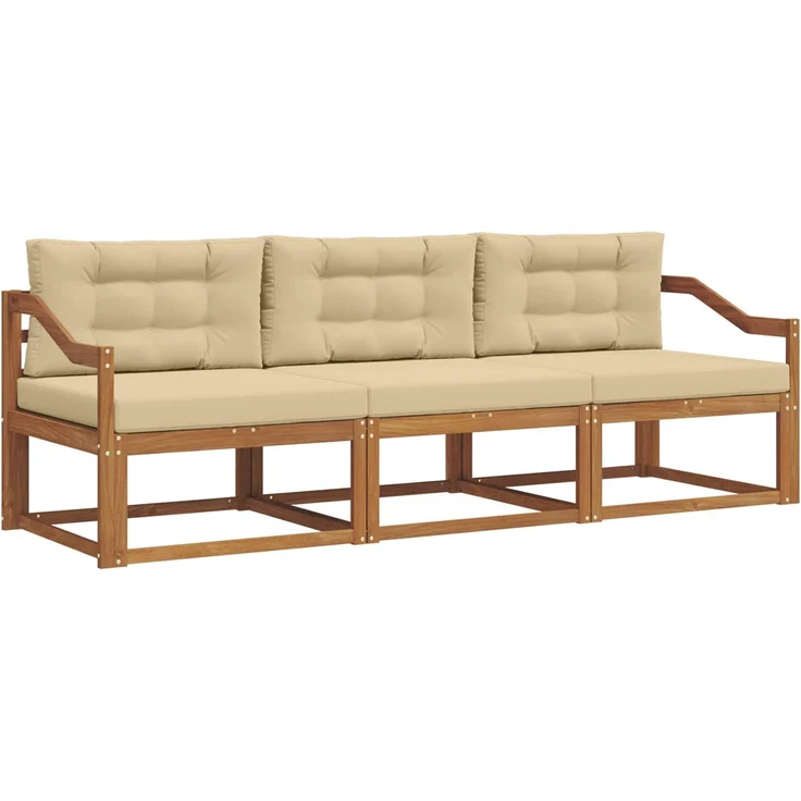 vidaXL Outdoor-Sofagarnitur 3 stk. 3-Sitzer Natur und Beige 3367141 – Bild 2