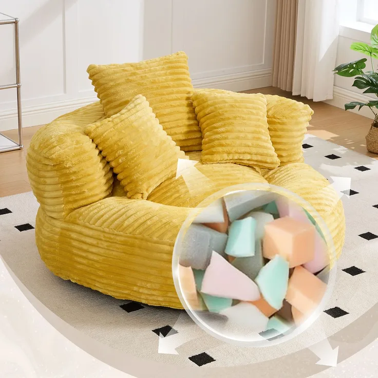 ZUBALIYA Sofa 108x52 cm, mit Cordbezug, mit breiten Armlehnen, mit Schaumstoffpolsterung, für Wohnzimmer und Apartments