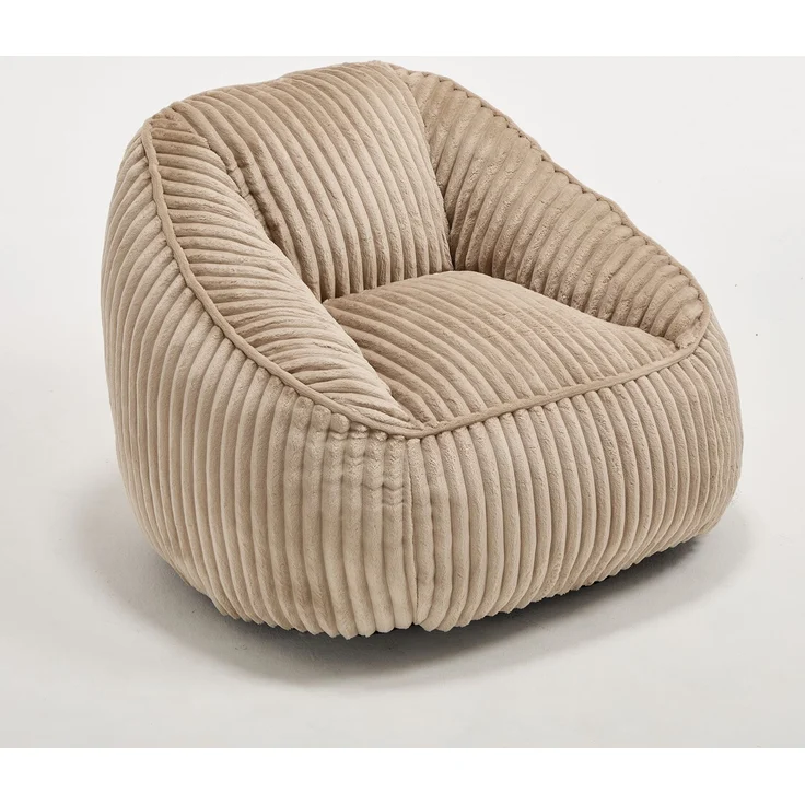 Sitzsack 98×92×73 cm aus Cord mit weicher Schaumstofffüllung – Camel und Braun – Bild 4