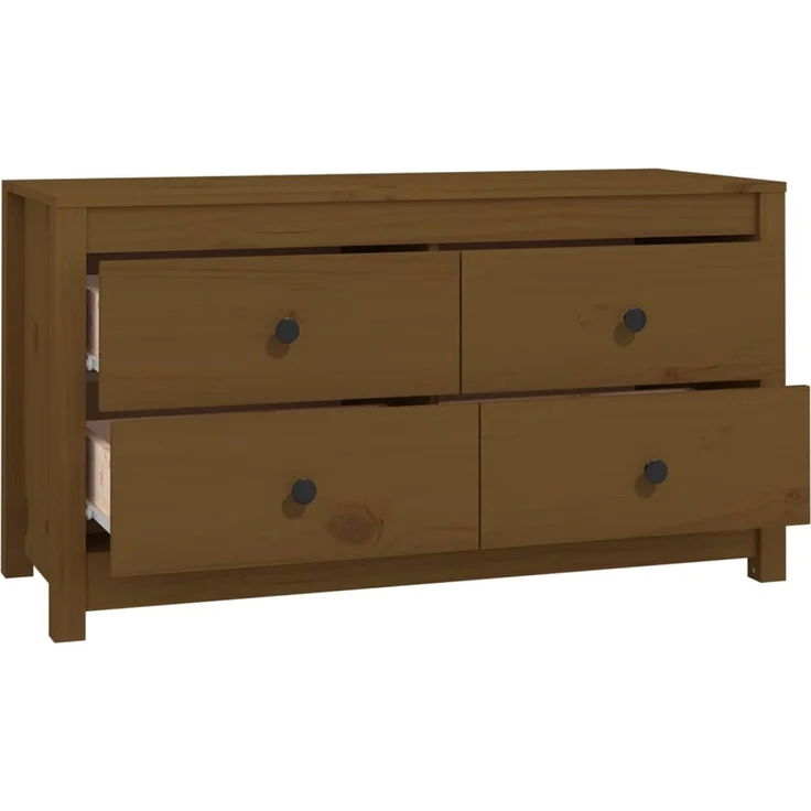 Beistellschrank, Büroschrank, Sideboard Honigbraun 100 x 40 x 54 cm Massivholz Kiefer – Bild 3