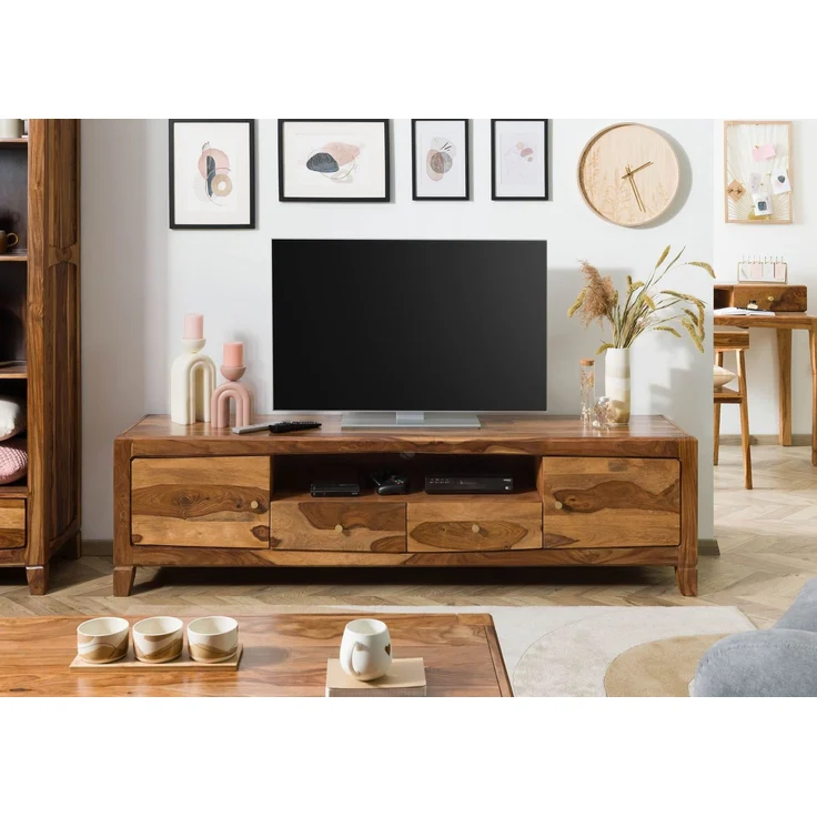 TV-Board Sheesham 200 x 45 x 55 braun lackiert ANCONA #111 – Bild 9