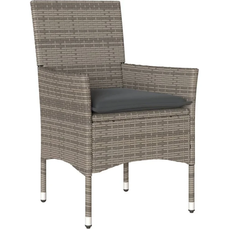 vidaXL 5-tlg. Garten-Essgruppe mit Kissen Grau Poly Rattan und Glas 3278606 – Bild 4