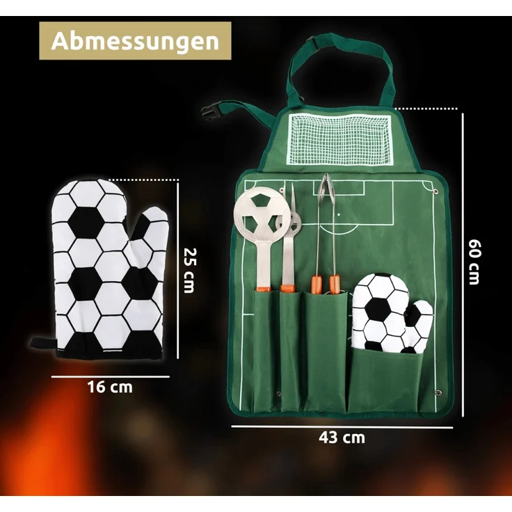 Grillbesteck Set SOCCA Grillgabel, Grillzange, Grillwender, Grillhandschuh | Grillset für Männer Geschenk Grillzubehör Grilluntensilien – Bild 6