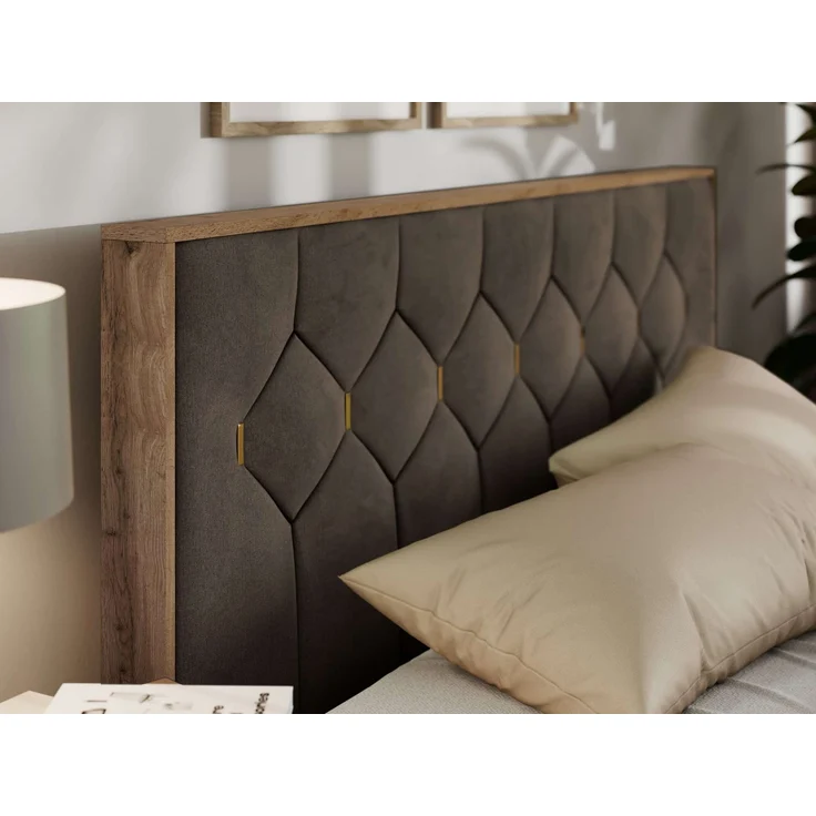 Polsterbett mit Bettkasten LARINO CLASSIC 200x200 cm Lattenrost und Gasdruckfedern, stabiles Bettgestell, modernes Design - Braun Velvet – Bild 4
