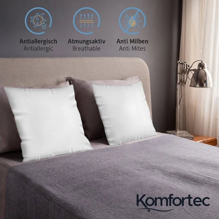 Komfortec Kissenbezüge Wasserdichter Kissenbezug Set, Hypoallergen Kopfkissenbezüge, (4 Stück), 45x45 cm mit Reißverschluss, Atmungsaktiv, Anti-Milben Kissenschoner – Bild 3