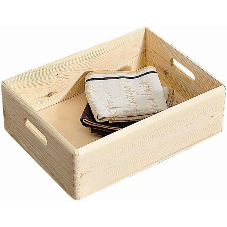 Allzweckkiste mit Stapelleiste, Kiefernholz - 40 x 30cm, Höhe 14cm