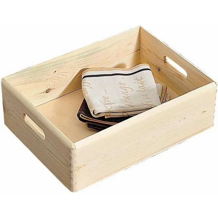 Allzweckkiste mit Stapelleiste, Kiefernholz - 40 x 30cm, Höhe 14cm