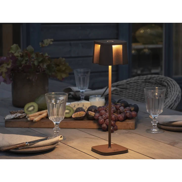 SET Akku Stehlampe 120cm & Tischleuchte 36cm für Outdoor kabellos Rostoptik – Bild 9