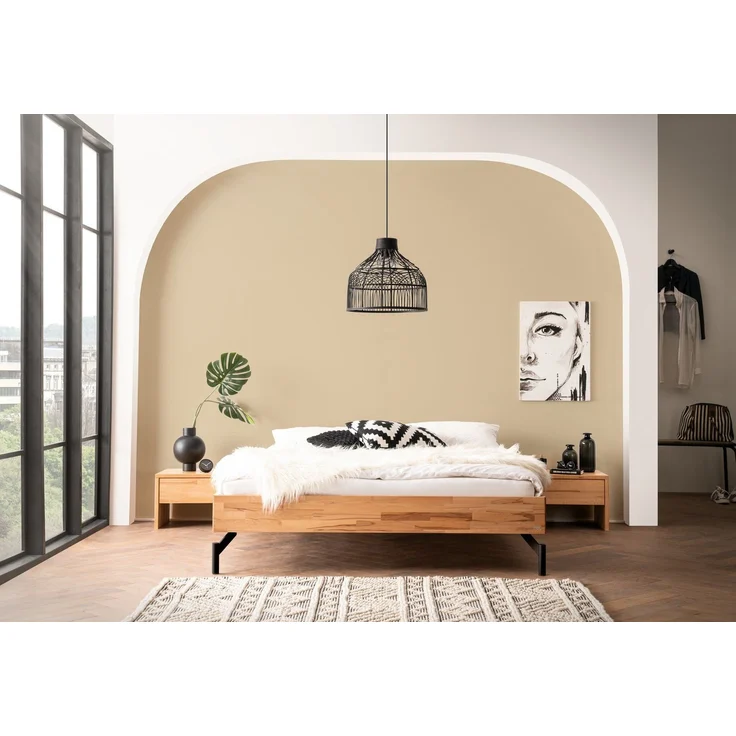 Hasena Massivholzbett Nicolo Kernbuche mit Metallfüßen 90x200 cm – Bergamo – Bild 2