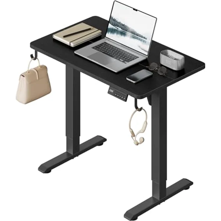 WOLTU Höhenverstellbarer Schreibtisch Elektrisch mit Memory-Funktion, 80kg Tragkraft, Kollisionsschutz, 80 x 48 cm, Schwarz – Bild 1