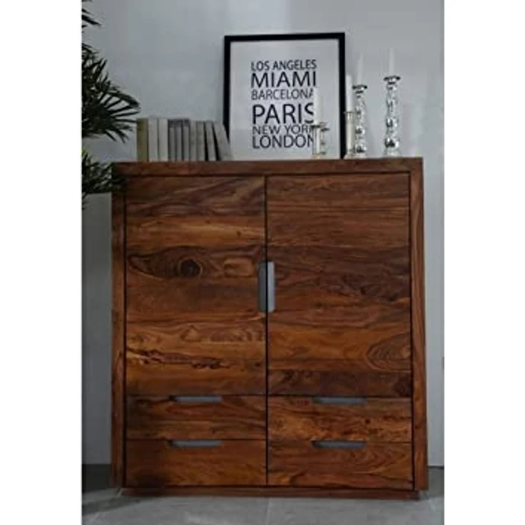 Highboard Sheesham 120 x 50 x 130 walnuss lackiert DUKE #117 – Bild 5