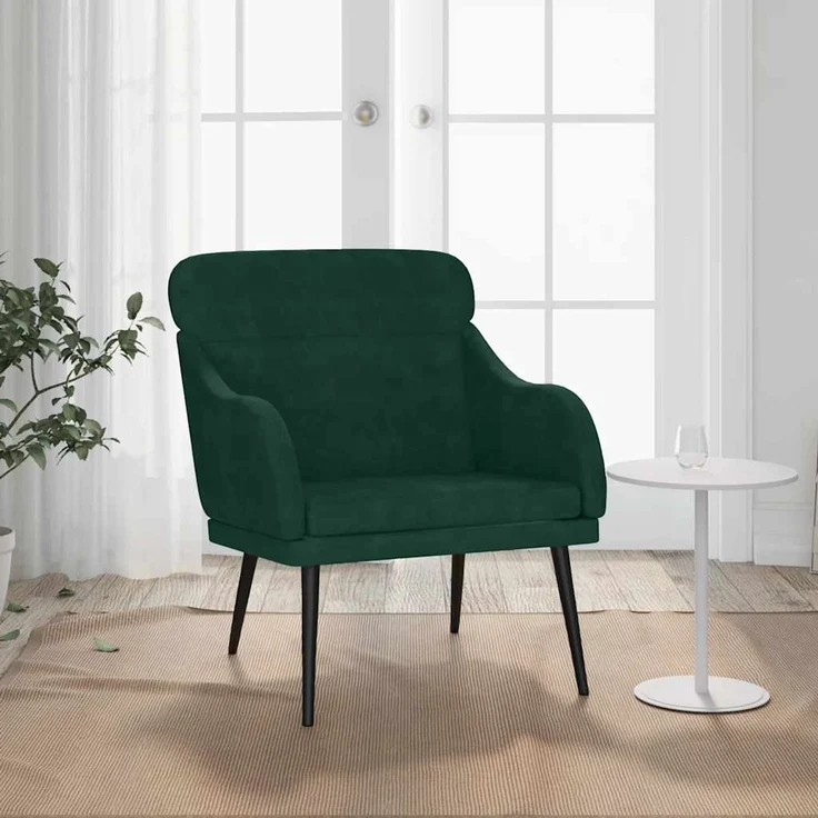 Sessel wohnzimmer, Relaxsessel Dunkelgrün 63x76x80 cm Samt – Bild 1