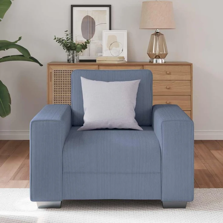 vidaXL Sessel Blau 100x77x82 cm Cordstoff 4105189 – Bild 2