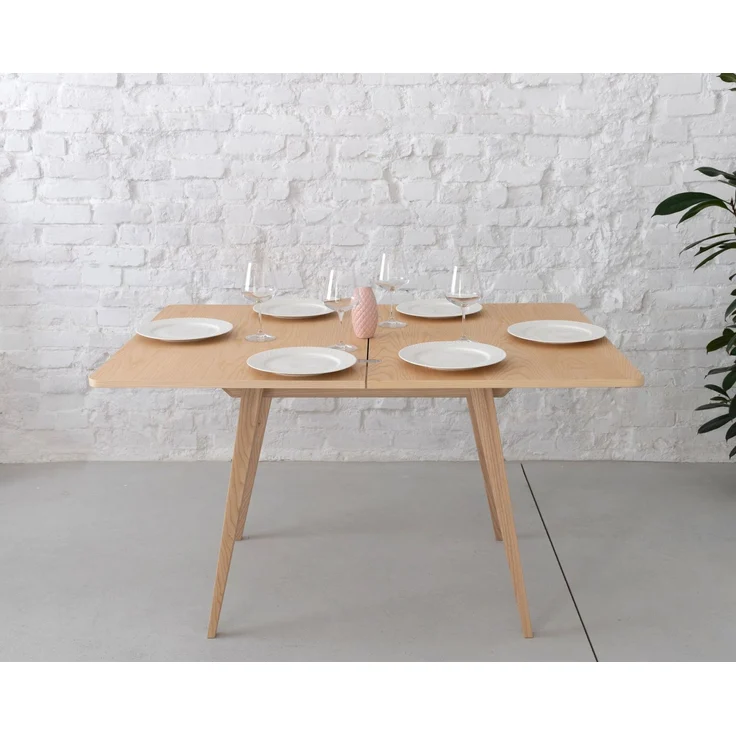 Ragaba rechteckiger ausziehbarer Tisch, MDF & Massives Eschenholz, 90x65 cm, Esche natur, Esche natur – Bild 3