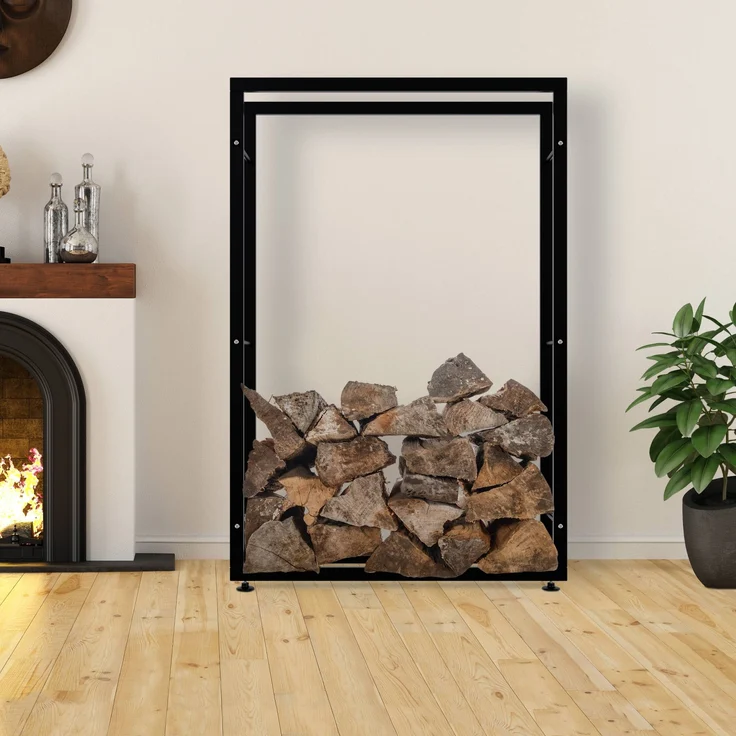 CLP Kaminholzständer Keri V2,schwarz 25x100x150 cm – Bild 4