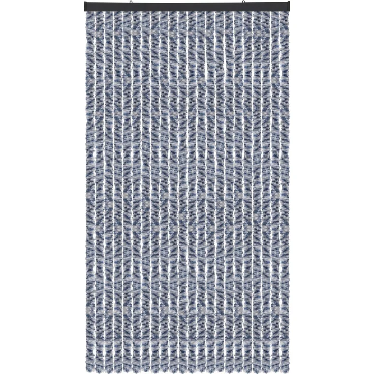 Flauschvorhang 56x185cm - 140x220cm Meliert Blau, Weiß und Silber 90x220 cm – Bild 1