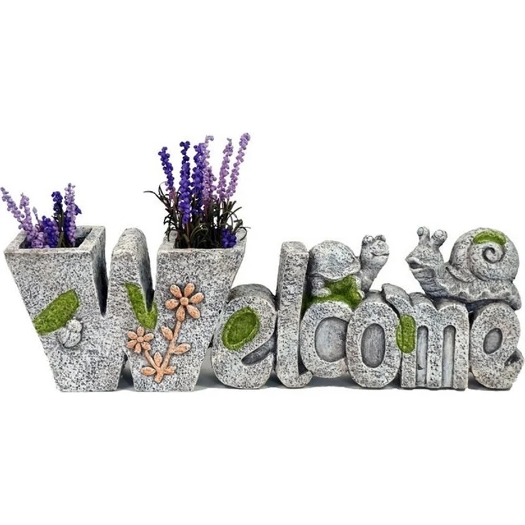 abc HOME Blumentopf Pflanzentopf Welcome, Steinoptik, Für Außenbereich geeignet – Bild 2