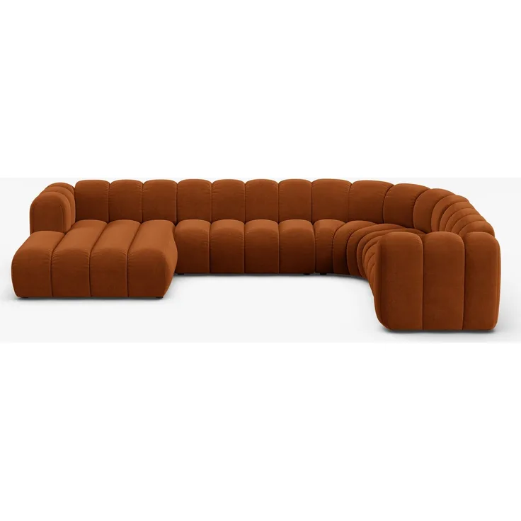 Micadoni Modulares Panorama Ecksofa Lupine 6-Sitzer Samt Salvador Terrakotta Rechts