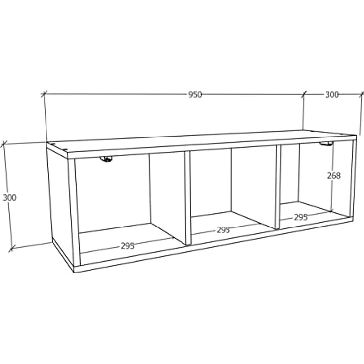 MID.YOU Lowboard Anthrazit, hängend aus Holzwerkstoff, 2 Fächer, 95x30x30 cm – Bild 5