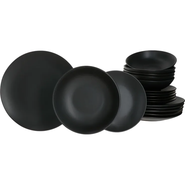 Mambocat Lampart Nero 18-tlg. Teller Set I Ess-, Suppen- & Kuchenteller