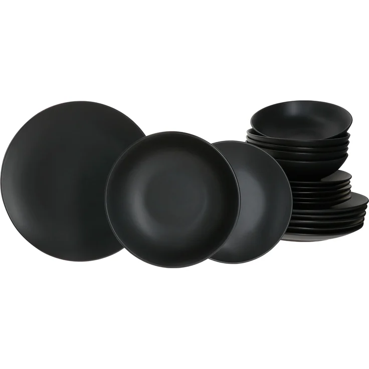 Mambocat Lampart Nero 18-tlg. Teller Set I Ess-, Suppen- & Kuchenteller – Bild 1