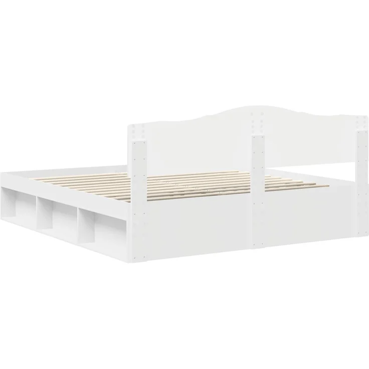 vidaXL Bettrahmen mit Kopfteil Weiß 200 x 200 cm Massives Kiefernholz 3412853 – Bild 8